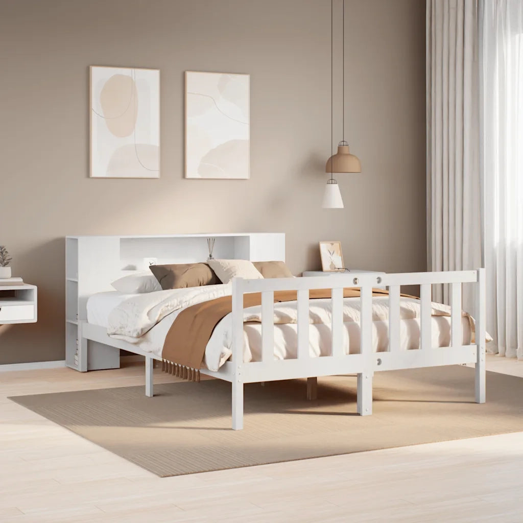 Letto Libreria senza Materasso Bianco 140x190 cm Legno di Pino 3321654