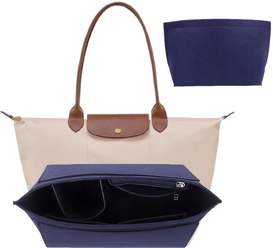 Organizzatore di Borsa a Molti Pochetti con Zip, Organizzatore di Tote Bag Ripiegabile (Blu)