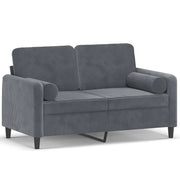 Divano | Divano da soggiorno | Sofa a 2 Posti con Cuscini Grigio Scuro 120 cm in Velluto