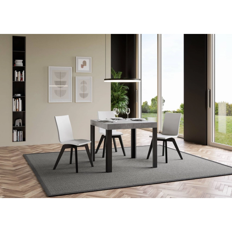 Tavolo allungabile 90x90/246 cm Linea telaio Antracite - Cemento