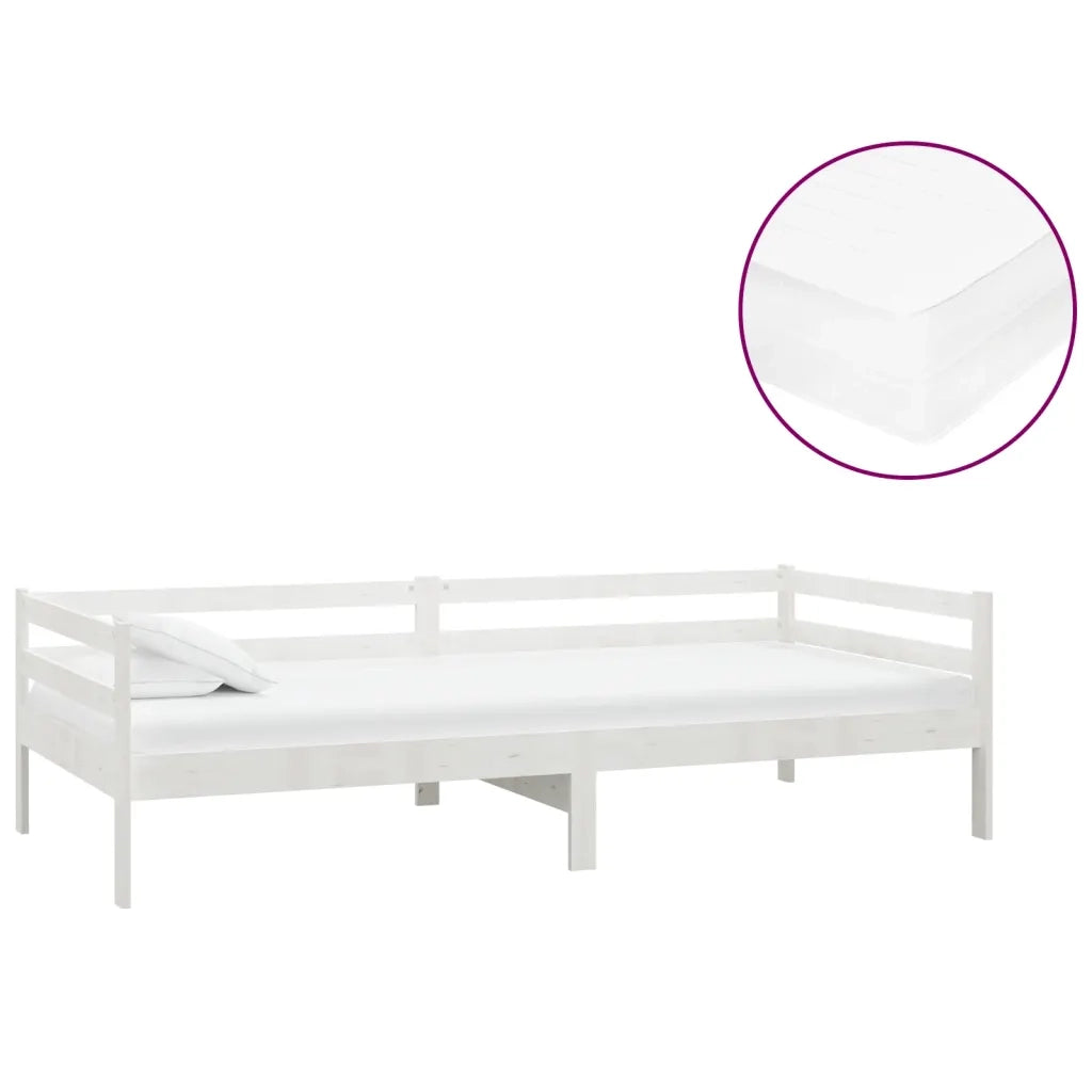Divano letto | Sof¨¤ letto | Letto singolo con Materasso 90x200 cm Bianco in Legno di Pino