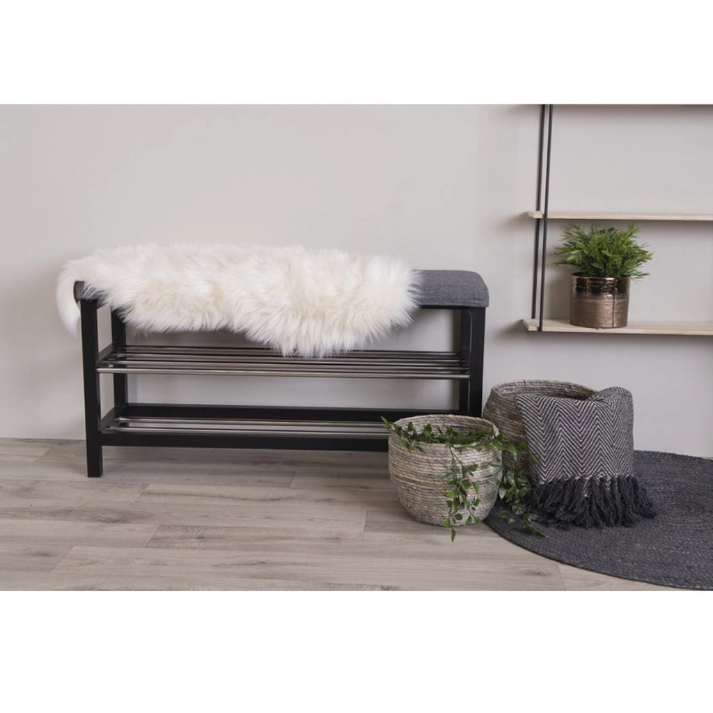 Tappeto Asimmetrico Lambskin, Bianco, Poliestere, 85x50x6,5 cm