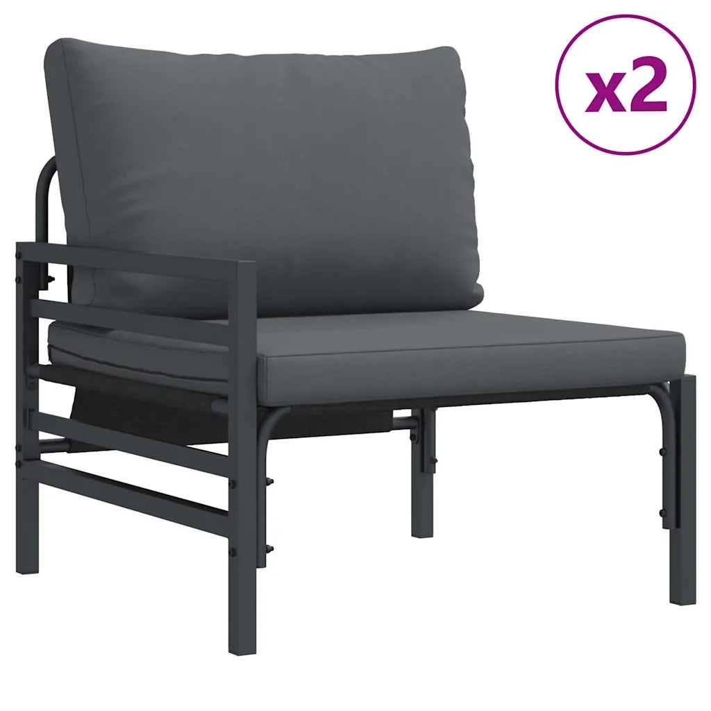 Set Divano da Giardino con cuscino 4 pcs Nero Acciaio 3378963