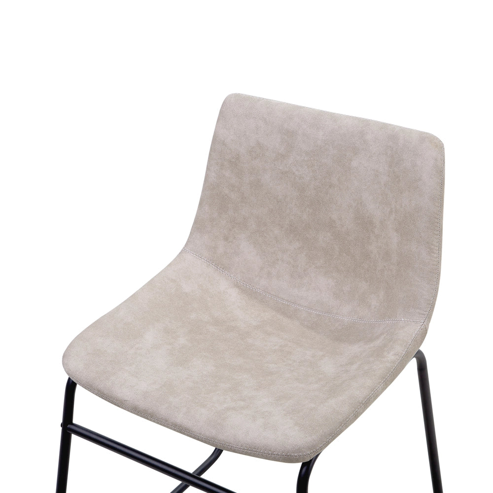 Set di 2 sedie da pranzo rivestimento in tessuto beige gambe nere stile retrò rustico
