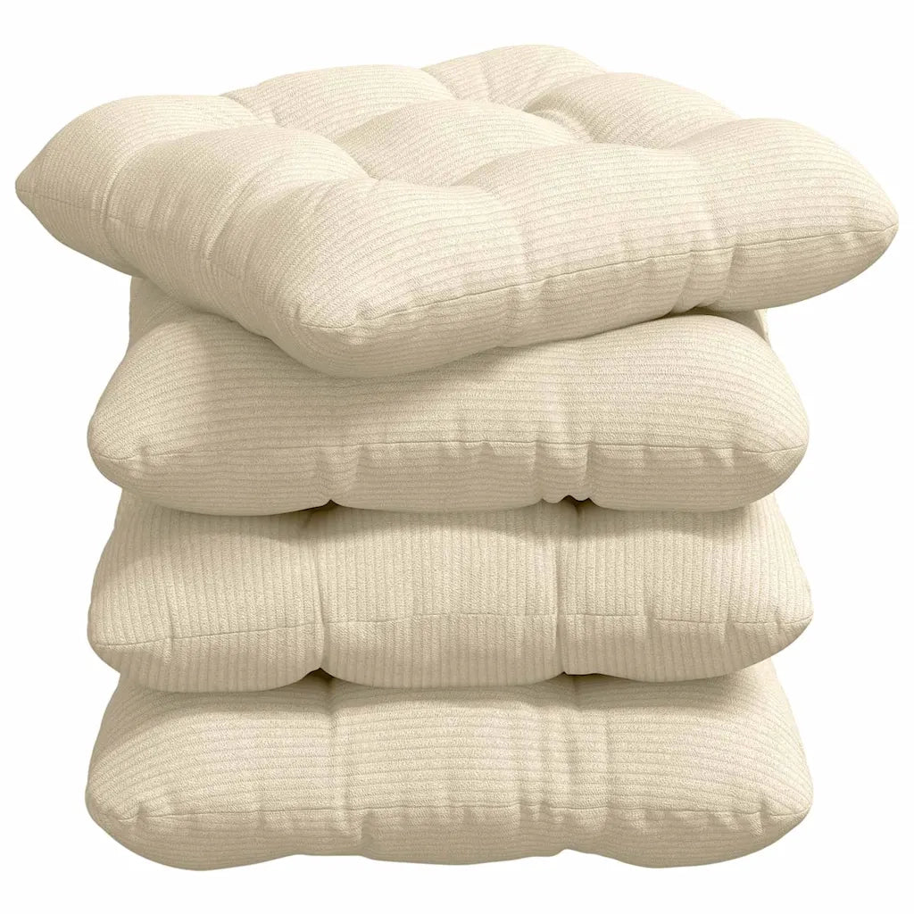 Cuscini per Seduta 4 pcs Crema 45 x 45 cm Tessuto in Cords