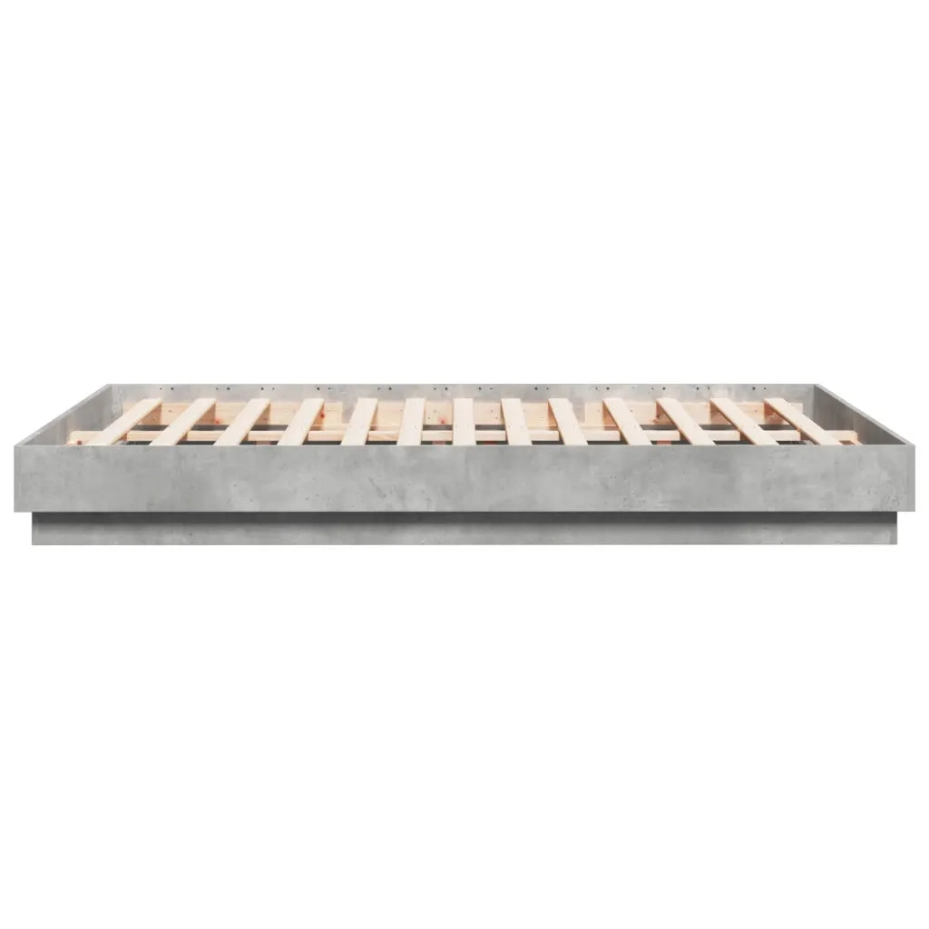 Letto matrimoniale | Letto per adulti | Giroletto con Luci LED Grigio Cemento 150x200 cm