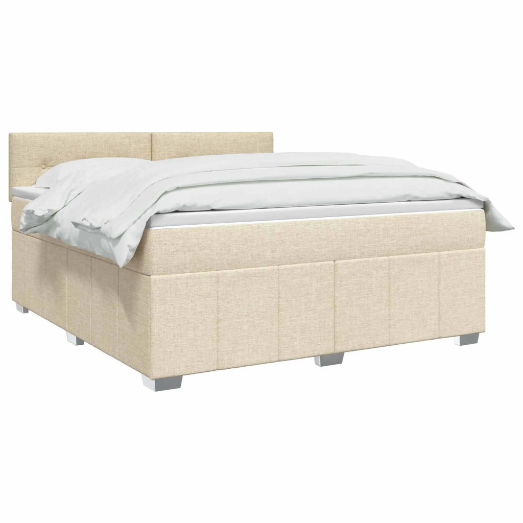 Letto box spring con materasso Crema 140 x 200 cm Tessuto 3451232