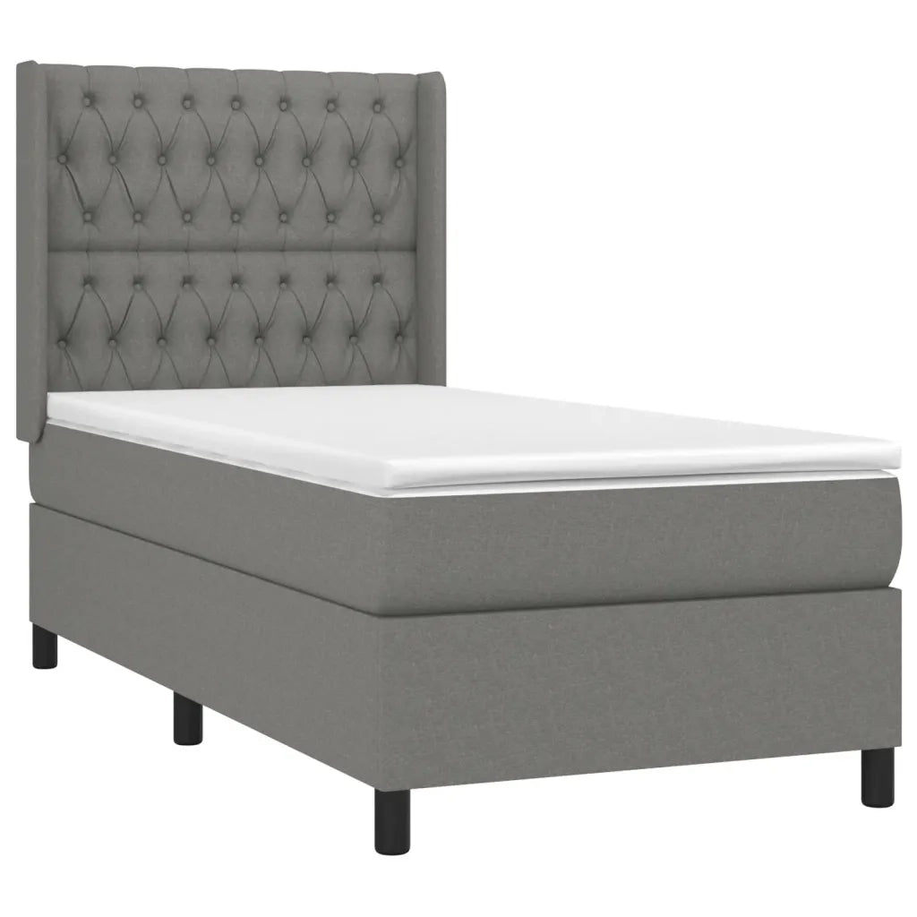 Letto a Molle Materasso e LED Grigio Scuro 90x200 cm in Tessuto 3138526