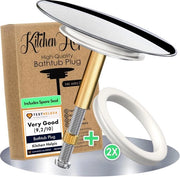 Stoppero per vasca da bagno universale, diametro 72 mm, in acciaio inox, adattabile a tutte le vasche da bagno comuni, chiusura per vasca da bagno regolabile in altezza, V2.0-100% ermetico, con 2 doppi sigillanti