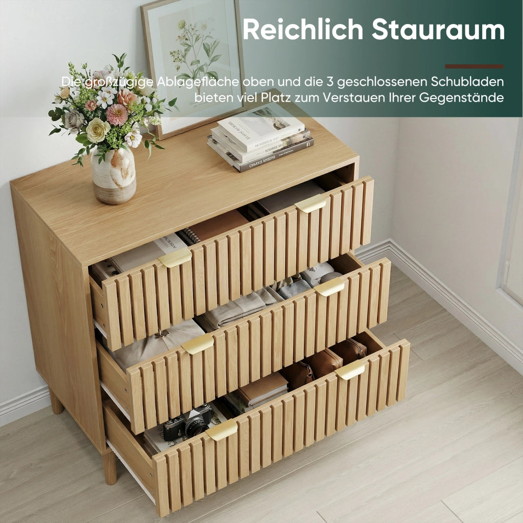 CASSETTIERA 3 Cassetti 80x39x80 cm Rovere Stile medievale