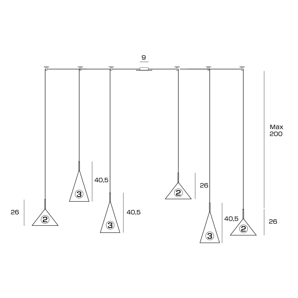SAMOI KIT LAMPADARIO A SOSPENSIONE 6 LUCI COLORE ESTERNO NERO FINITURE BIANCO ORO ATTACCO E27