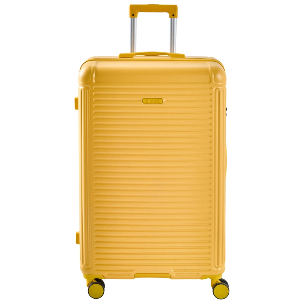 Set di 3 valigie giallo in materiale sintetico con ruote silenziose in ferro e cerniera antifurto 3 misure Lucchetto TSA Comodità