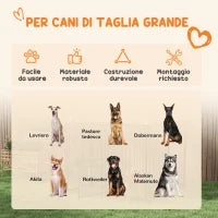 Recinto per Cani da Esterno con Tetto e Porta a 2 Sezioni in Metallo, 239x121x183cm, Argento