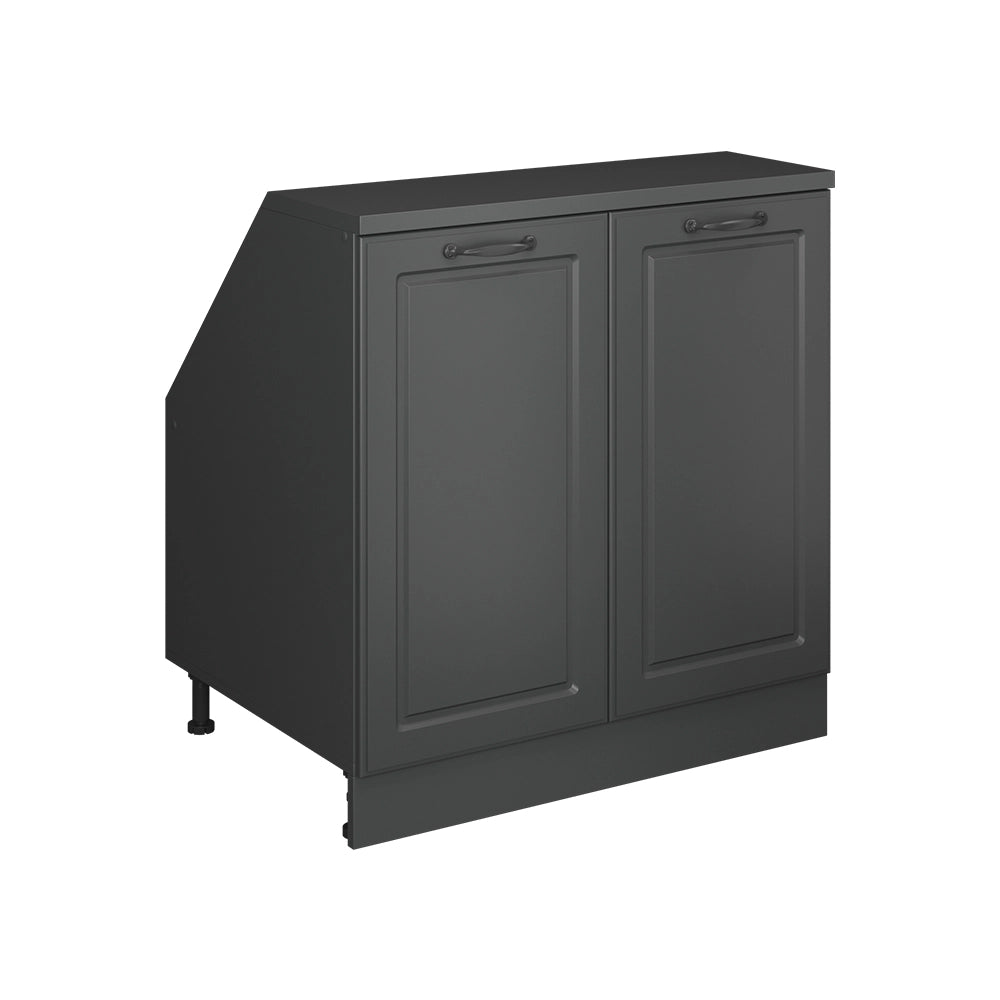 Mobile cucina sottotetto R-Line Antracite rustico/Antracite 80 cm con 2 porte, carcassa 60 cm profondità Vicco