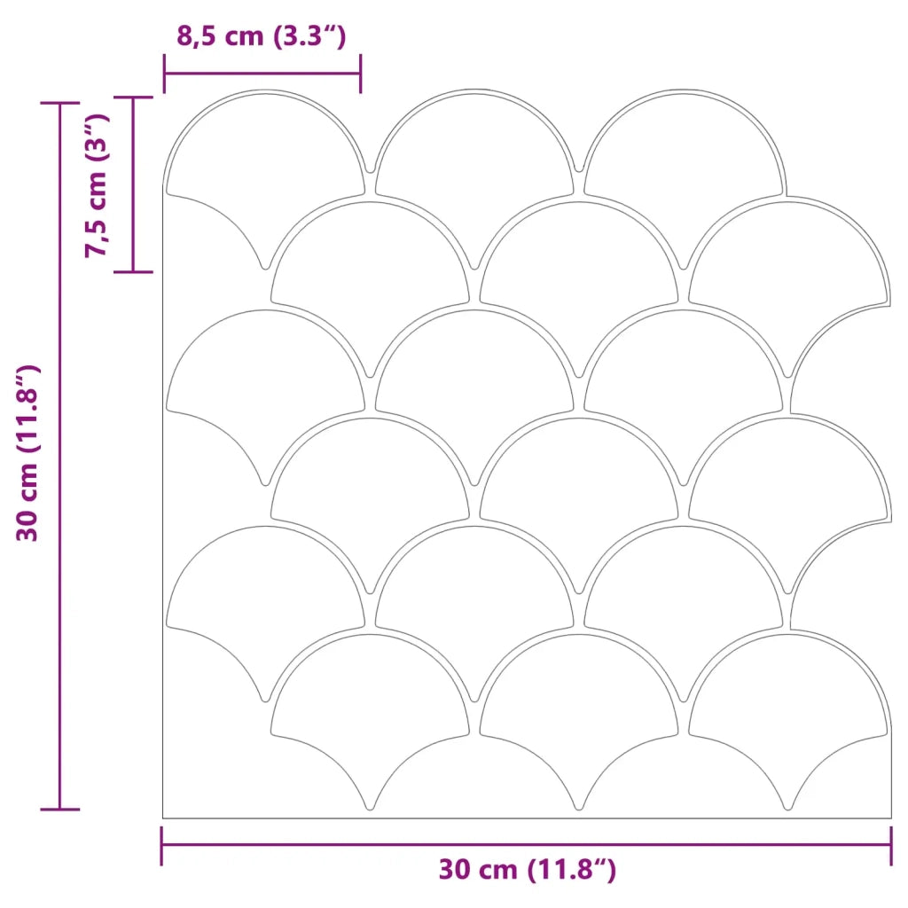 Piastrella a scaglie di pesce 50 pcs Bianco 30 x 30 cm