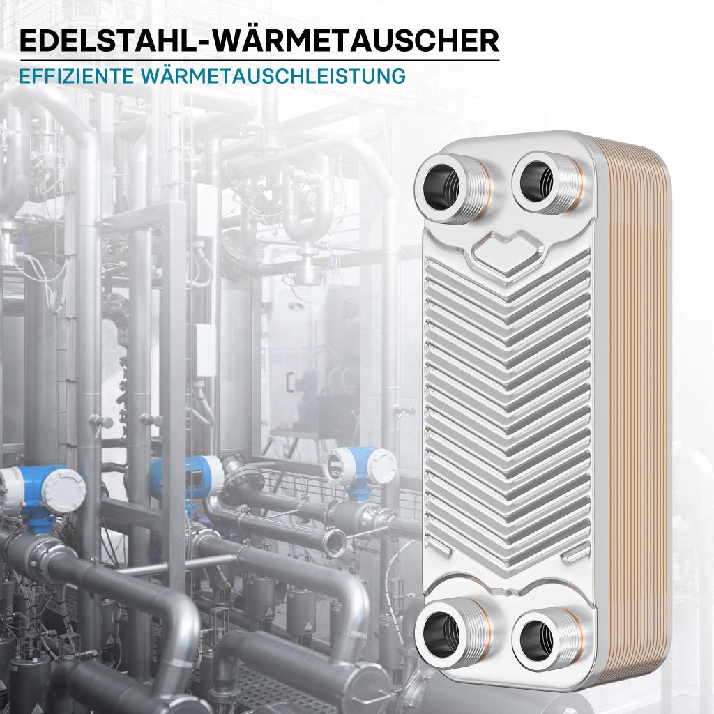 Scambiatore a piastre saldobrasate in acciaio inox, 20 piastre, max 44 kw