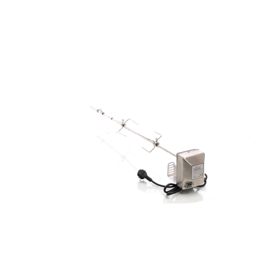 Girarrosto da barbecue 97 cm 230 V, Spiedo in acciaio inox con 2 forchettoni carne