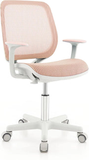 Sedia da Scrivania Girevole per Bambini (Rosa, Rullo di Pressione) | con Altezza Regolabile, 5 Ruote, Braccioli Morbidi, Mobile Ergonomica per Bambini 6-15 Anni