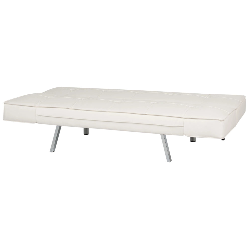 Divano Letto 3 Posti colore Bianco Ecopelle Senza Braccioli stile Moderno soggiorno