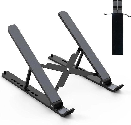Stazione regolabile per laptop pieghevole - elevazione regolabile per laptop per scrivania - raffreddamento ventilato - laptop da 10-15.6 pollici tablet nero