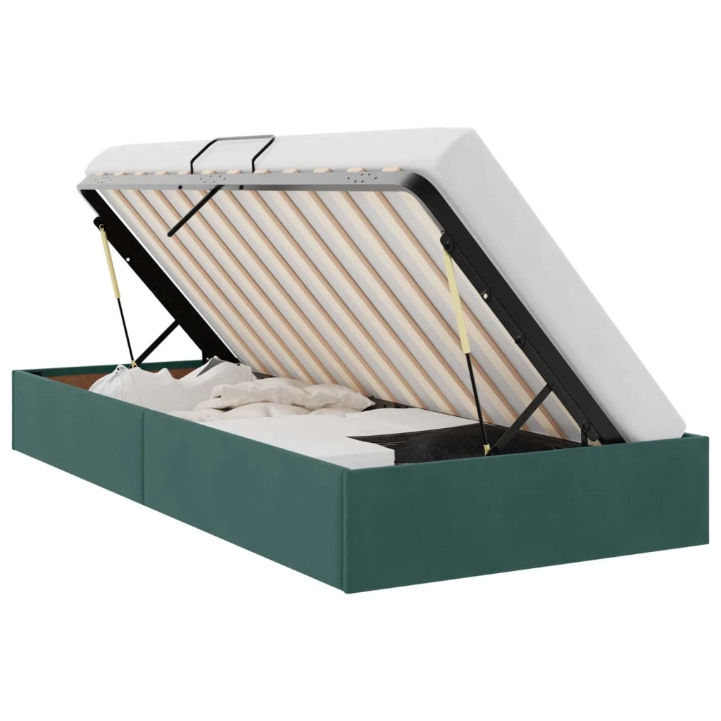 Letto singolo | Letto per adulti | Letto ottomano Verde Scuro 90 x 200 cm Velluto