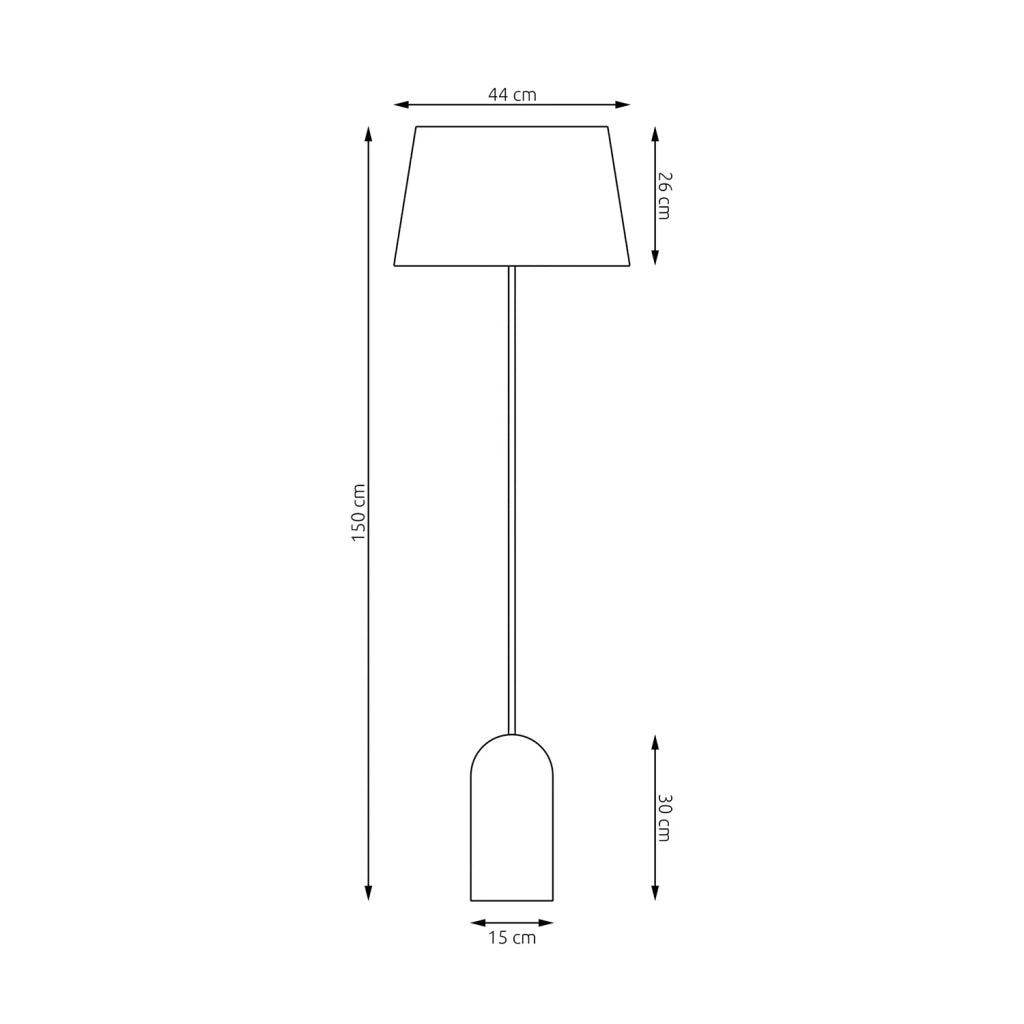 Piantana 1 Luce Anubi Paralume In Tessuto Grigio Con Base In Acciaio Nero