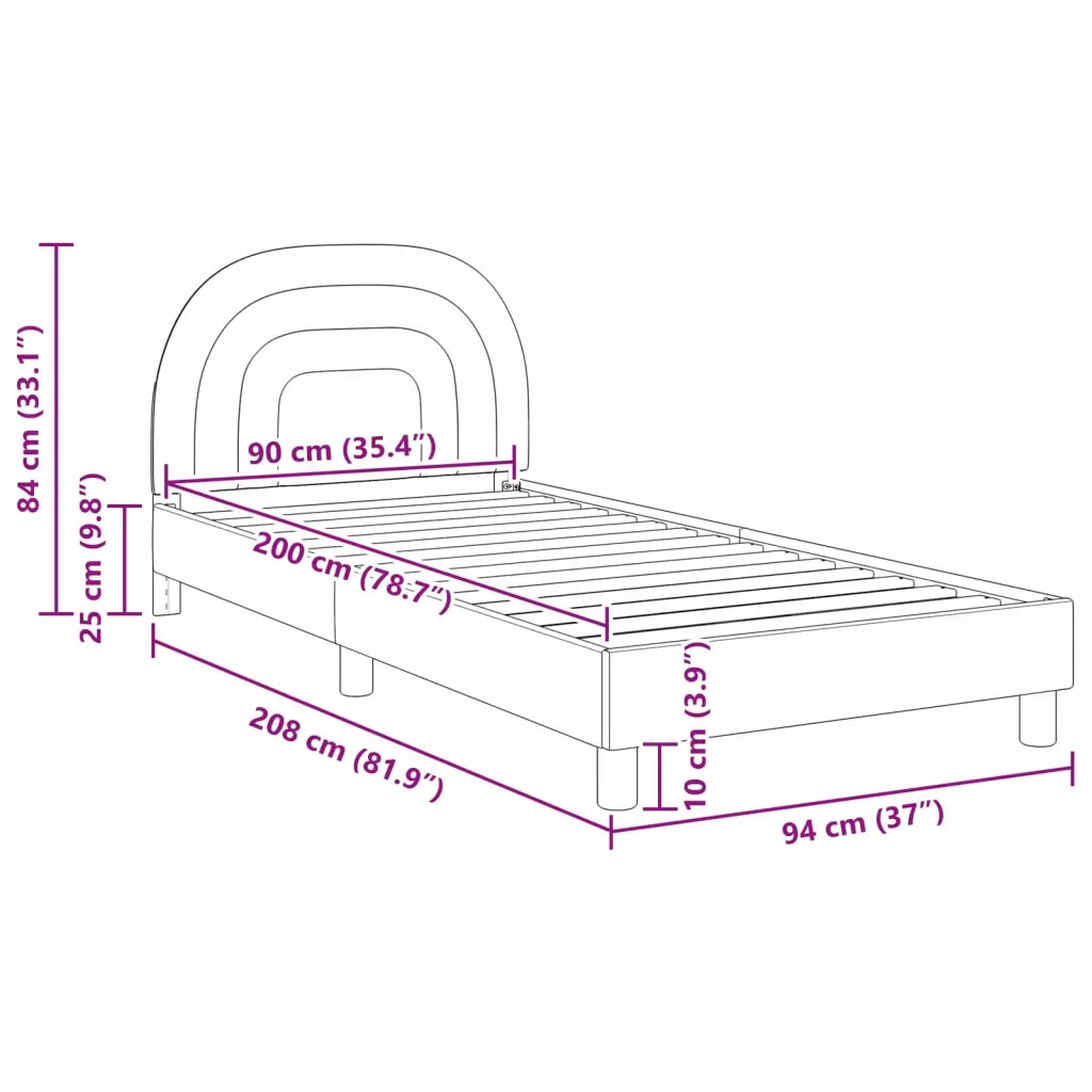 Struttura letto bambini con testata-Giroletto per bambini Crema 90 x 200 cm Velluto