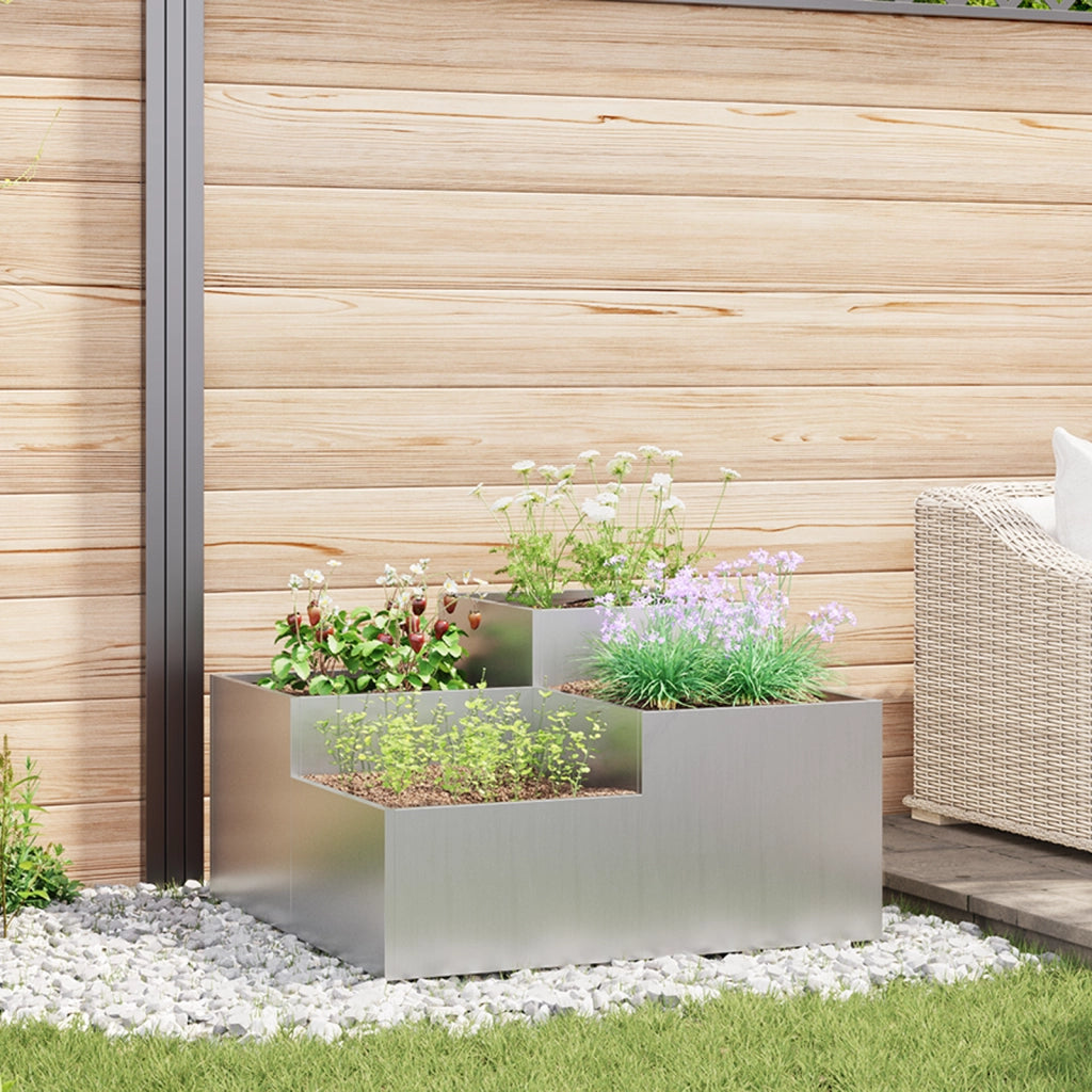 vivaXL Fioriera da Giardino 100x100x48 cm Acciaio Zincato