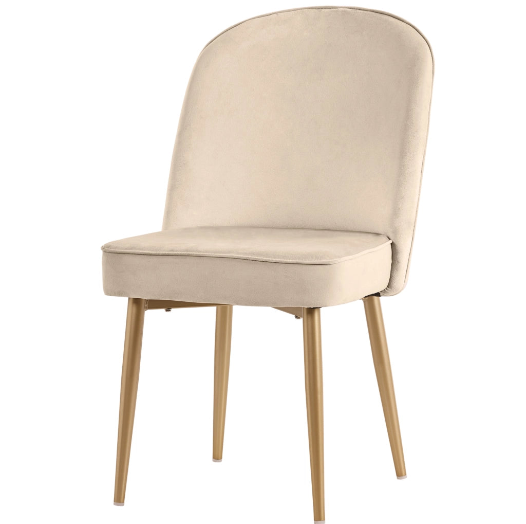 Sedia da pranzo 45.5x62x87.5 cm con piedini antiscivolo; in velluto; MDF e metallo beige