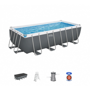 Piscina fuori terra rettangolare con telaio in acciaio e filtro a sabbia, 488x244x122 cm con scaletta e copertura capacità 11532 L - Bestway