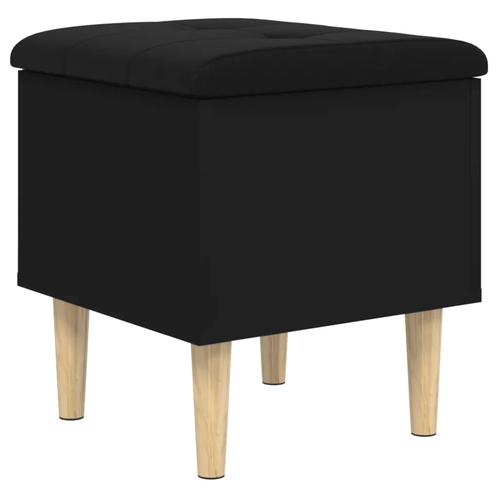 Panca Portaoggetti-Sgabello-Panca con Contenitore Nera 42x42x46 cm in Legno Multistrato