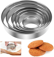 6 pezzi di stampi per biscotti a forma rotonda 5cm/7cm/9cm/10.5cm/13cm/15cm in acciaio inox, stampi per biscotti circolari, stampi per biscotti rotondi per biscotti, donuts, muffins
