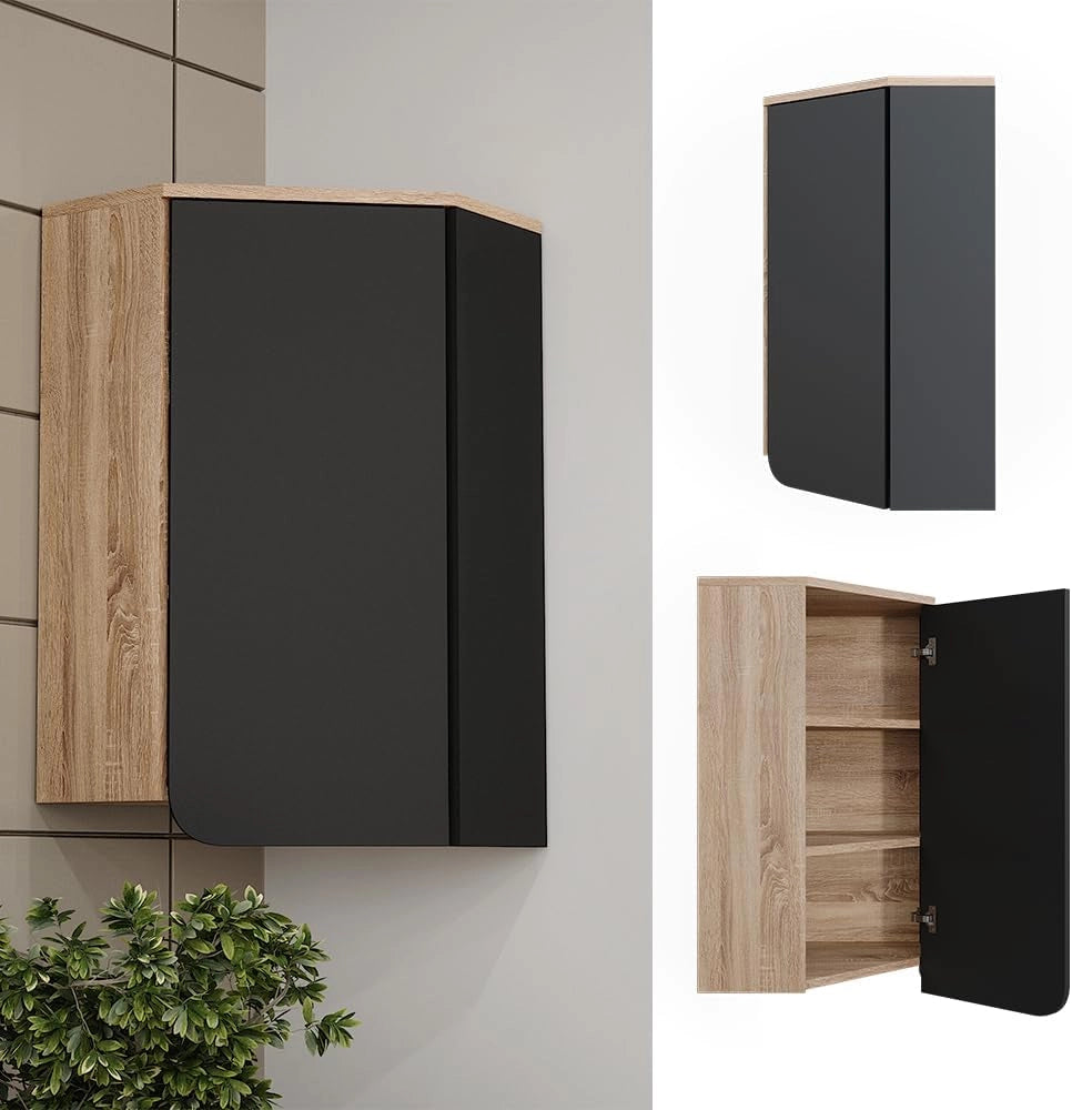 Mobiletto da bagno Karen, Antracite, 50 x 75 cm con porta e vani aperti