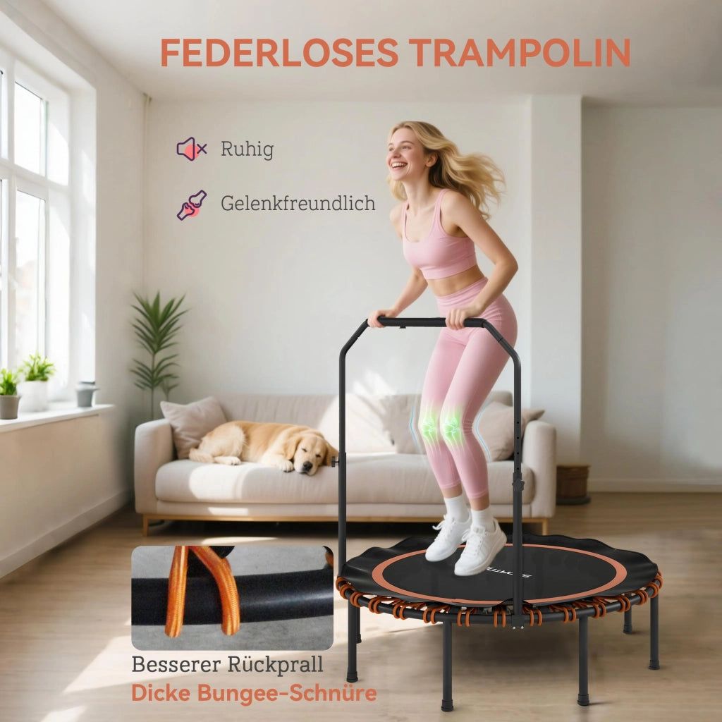 Trampolino Fitness con Maniglia Regolabile ¨C Xylo ¨C Acciaio e Plastica, Arancione
