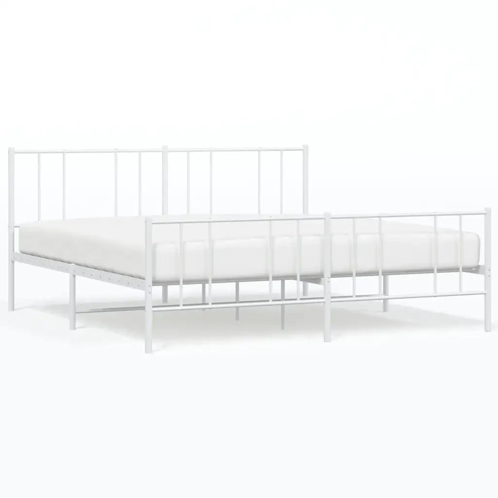 Giroletto con Testiera e Pediera-Struttura Letto Metallo Bianco 193x203 cm 780542