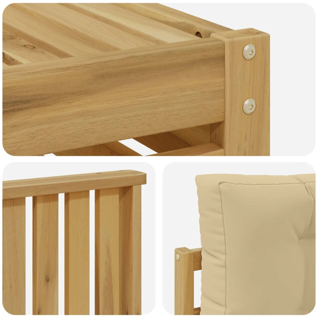 Set di divani da esterno 6 pz Bianco e Beige Poliestere 3390363