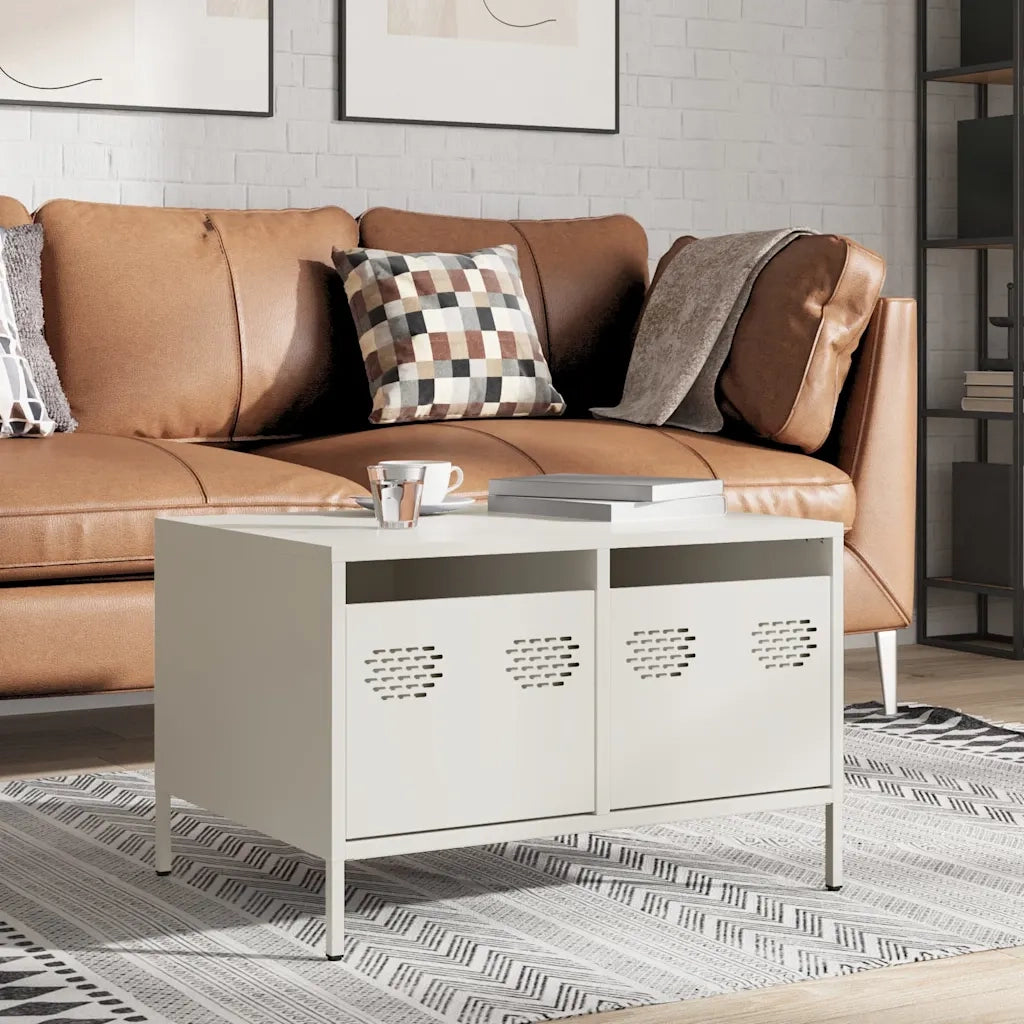 Mobile TV Bianco 68x50x43,5 cm in Acciaio Laminato a Freddo 851243