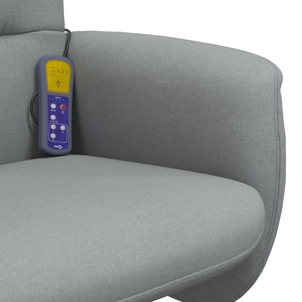 Poltrona | Sedia Relax Reclinante Massaggio Poggiapiedi Grigio Chiaro Tessuto