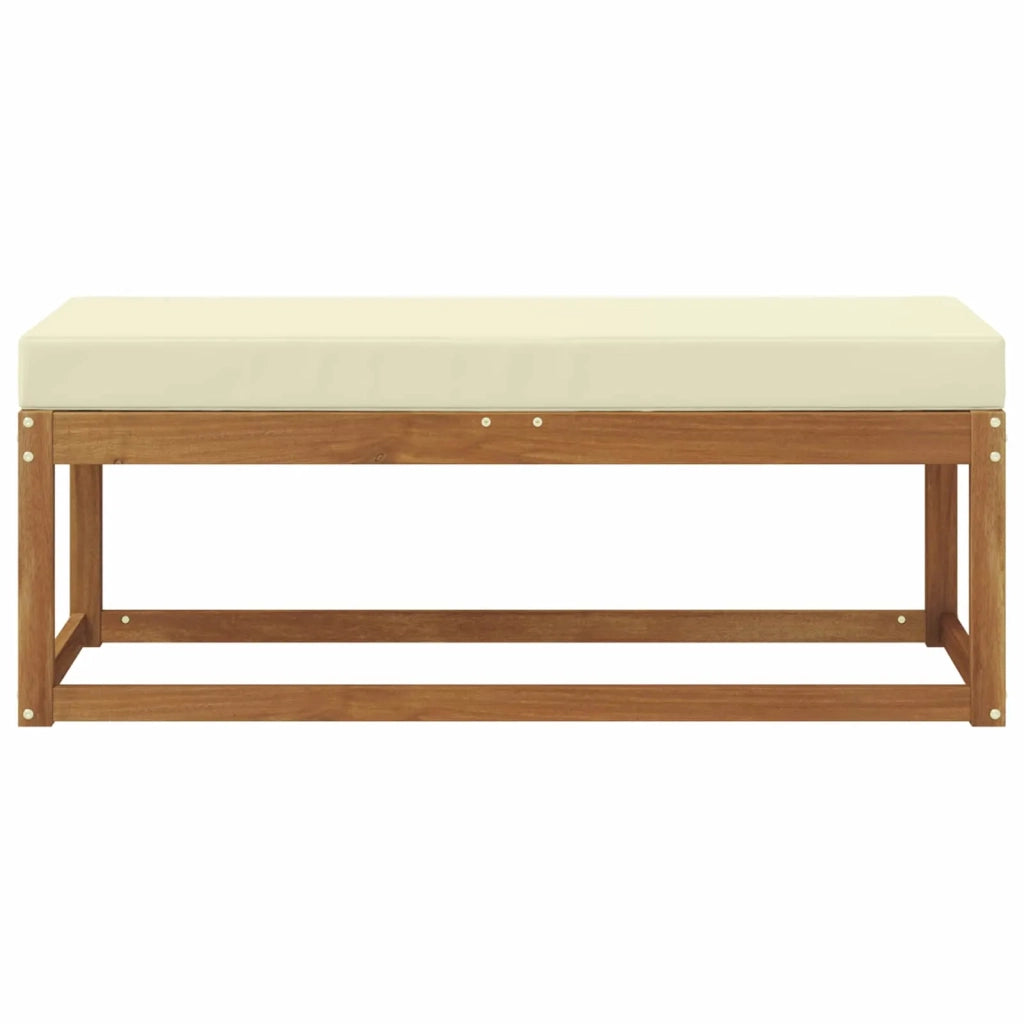 Sedia da giardino-Panca da esterno con cuscino Naturale e Crema 115 x 43 x 45 cm