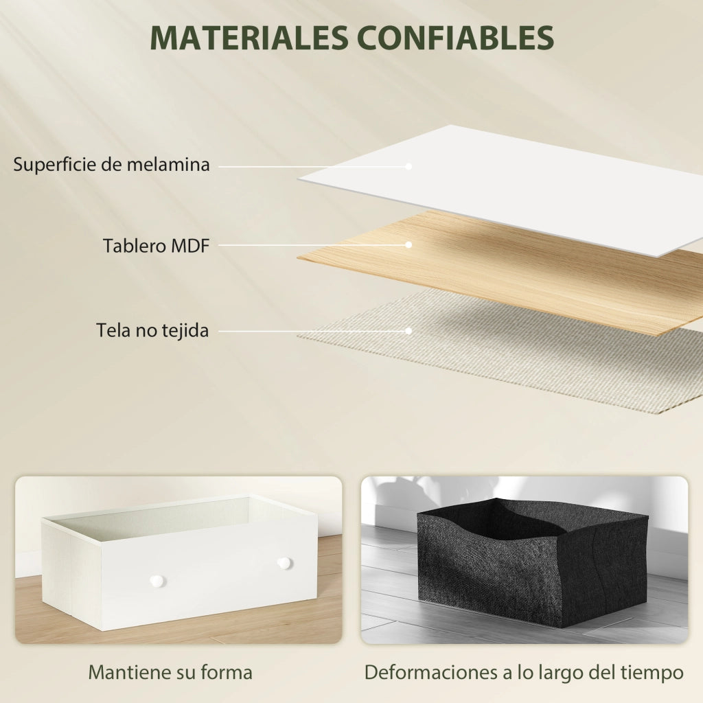 C¨®moda con 6 Cassetti Tessuto e MDF ¨C zephmum ¨C Bianco Grigio 60x40x