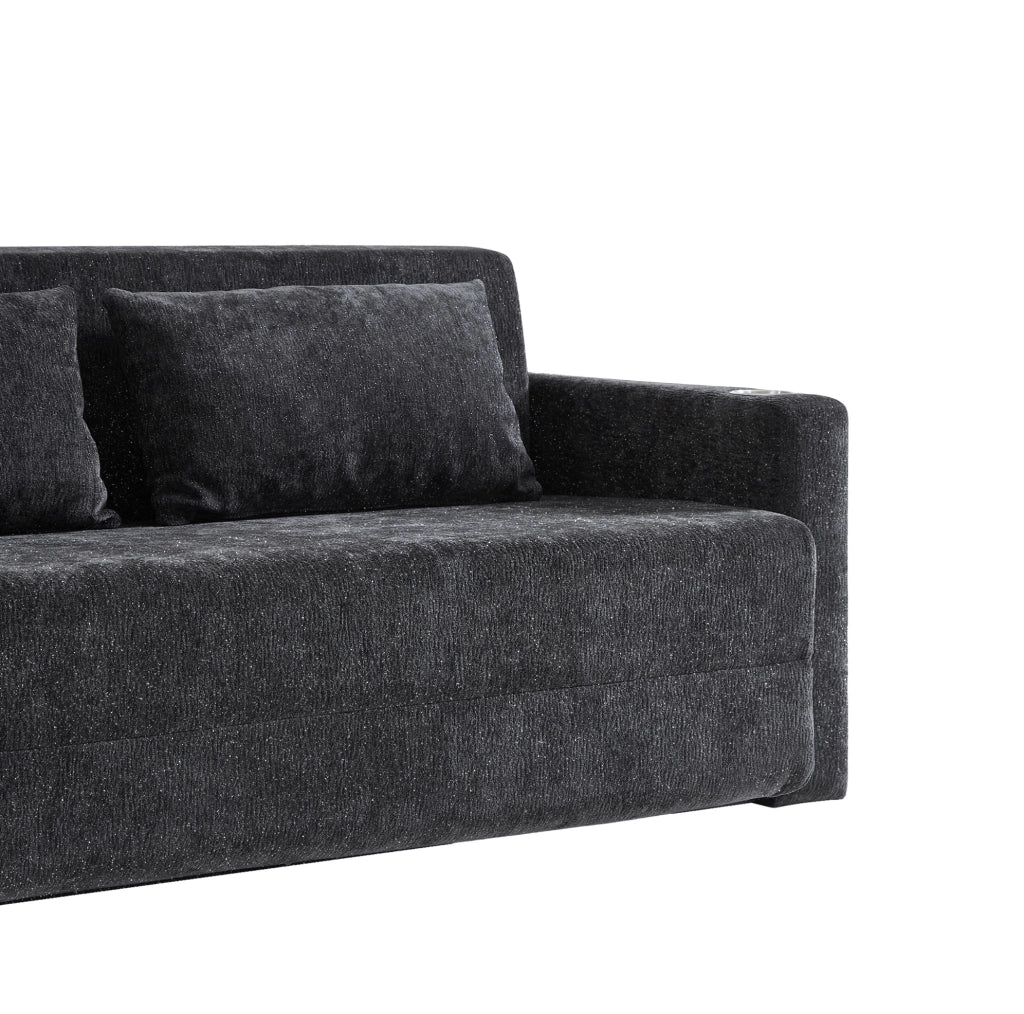 Divano letto 2 in 1 in ciniglia con funzioni integrate
