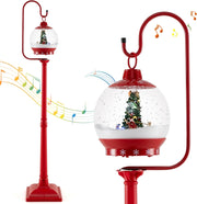Decorazioni Natalizie, Lampione Natalizio con Neve 170 CM, Musica, Lanterna Natalizia Sfera di Cristallo Girevole a 360°, Fiocchi di Neve, Albero di Natale, Addobbi Natalizi per Esterno Interno