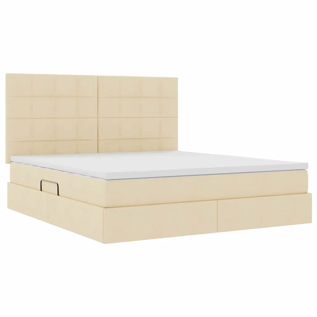 Letto con contenitore e LED Crema 160 x 200 cm Poliestere