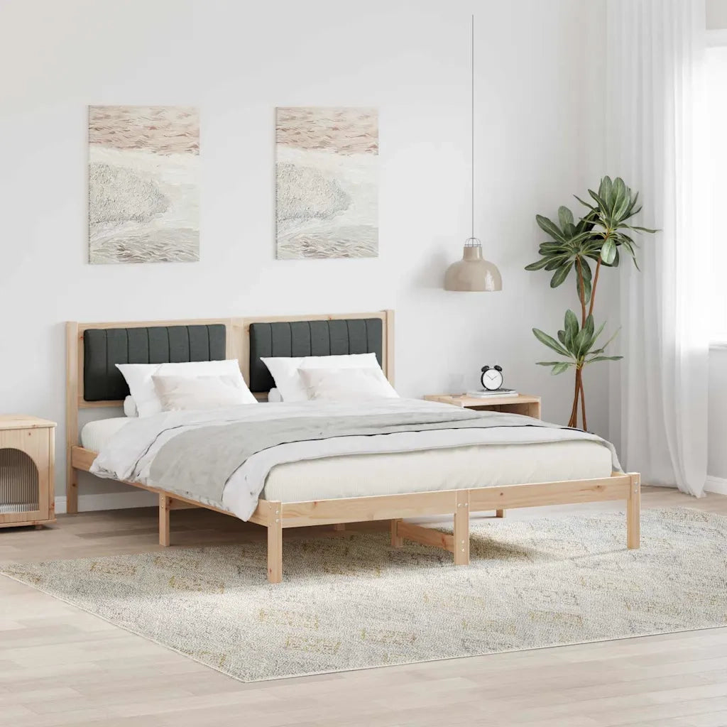 Letto matrimoniale | Letto per adulti | Letto con Testiera Rivestita Grigio scuro 150 x 200 cm