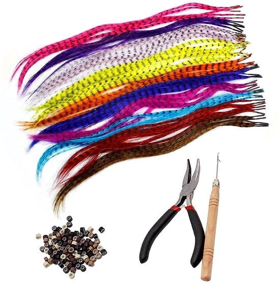 Set di estensioni capelline 52 colori - estensioni capelline sintetiche - 100 perle di gel di silice - plissé/hook - aspetto chiaro/naturale - facile da usare - estensioni capillari