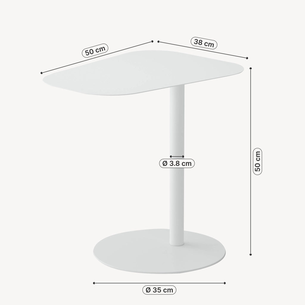 Tavolino Laterale da Divano Nastätten Metallo Piano Trapezoidale - Bianco [en.casa]