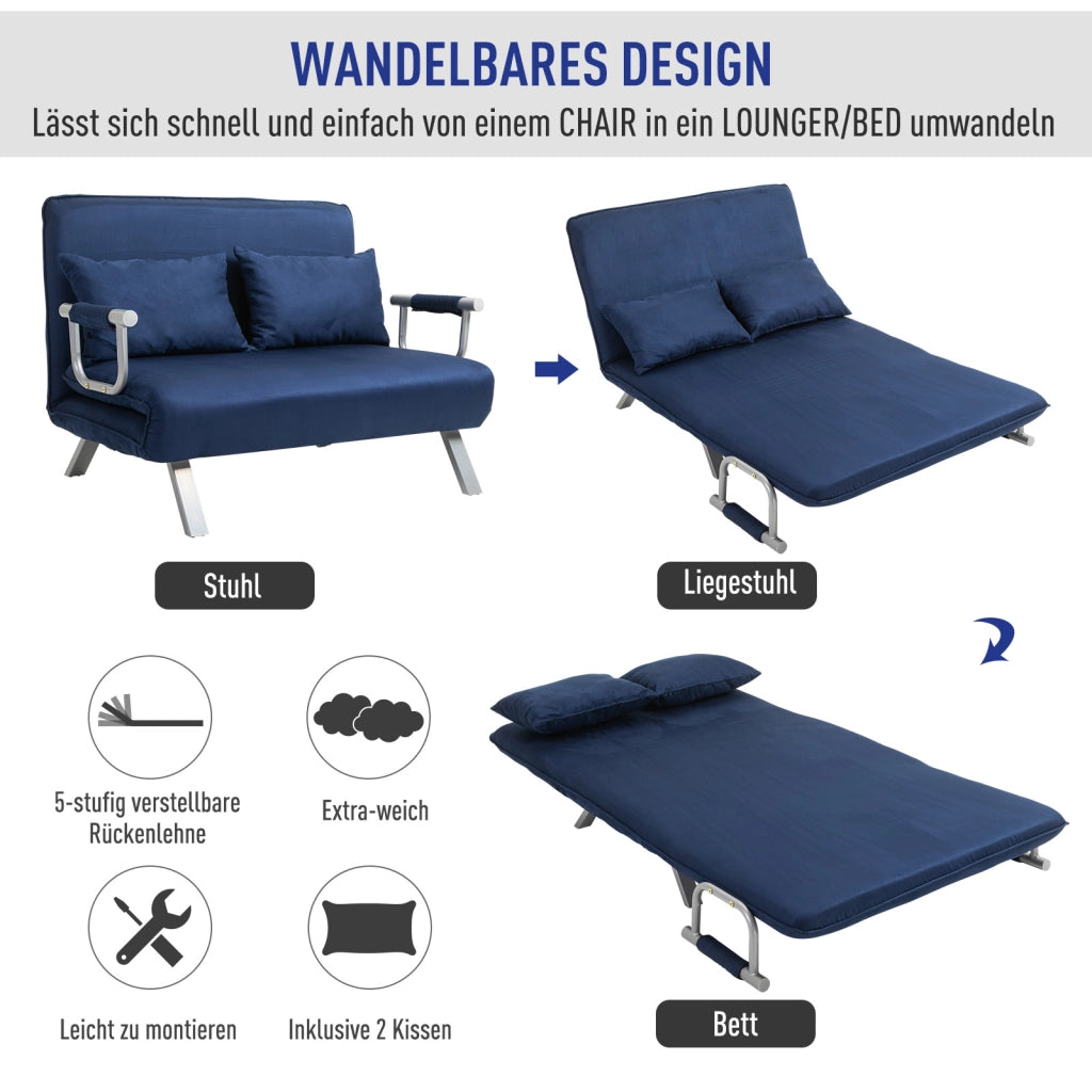 Divano letto ¨C zephmum ¨C tessuto antimacchia blu, struttura in metallo