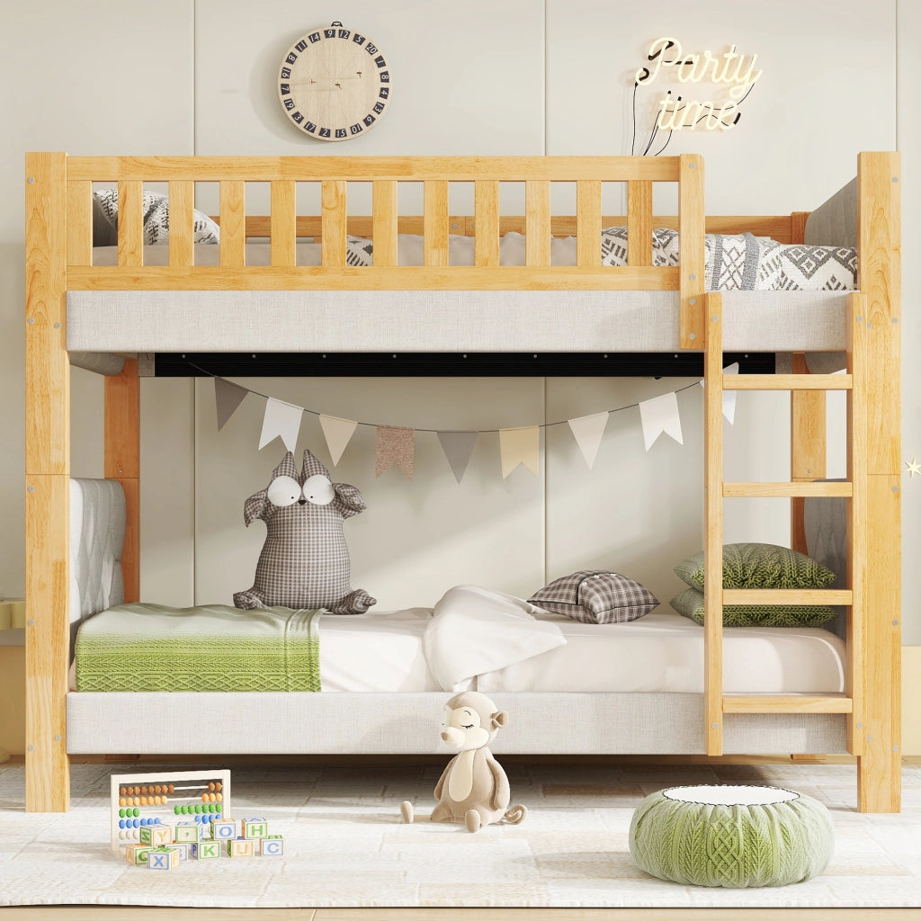 LETTO A CASTELLO 90x200 cm Grigio+Naturale in legno e MDF con scala