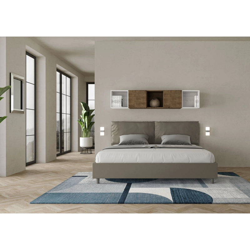 Letto imbottito Matrimoniale 200x200 cm Large - Similpelle,Senza rete,Cappuccino