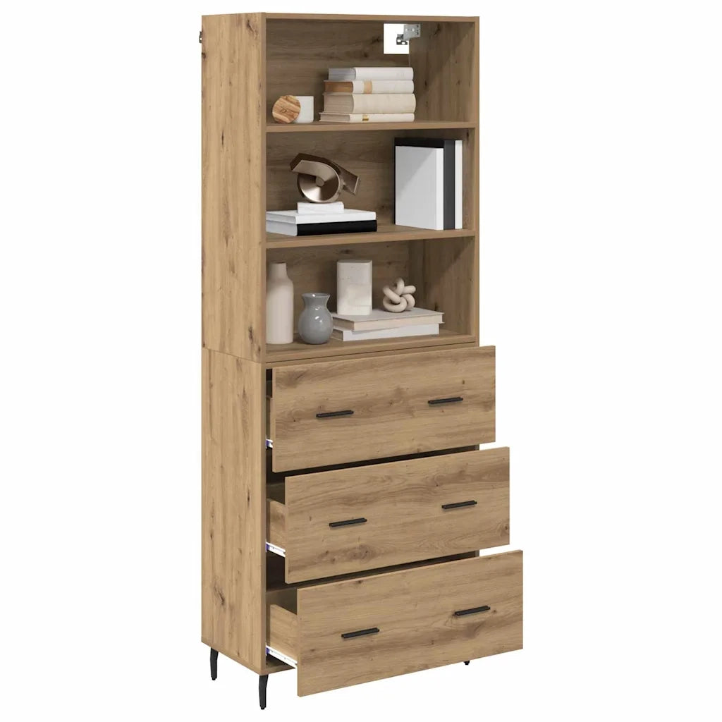 Credenza con Cassetto-Buffet-Armadio da cucina Rovere artigianale 69,5 x 34 x 180 cm 424033